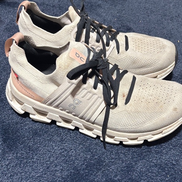 On Running Shoes - On Running Beige Knit Cloud Sneakers with Black Laces